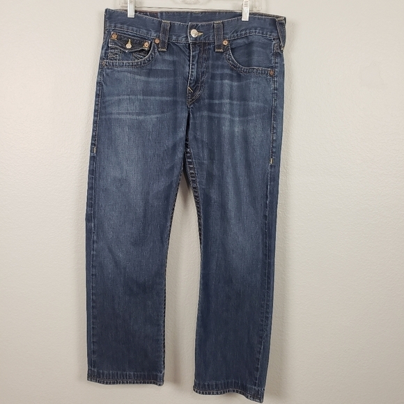 TRUE RELIGION Men's Jeans Ricky Dark Wash Sz 33 - Picture 1 of 8